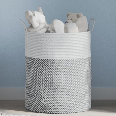 Vidaxx panier de rangement ø 38x46 cm coton gris et blanc