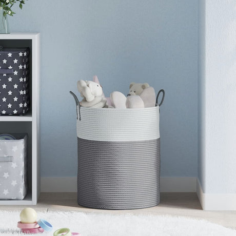 Vidaxx panier de rangement ø 38x46 cm coton gris et blanc