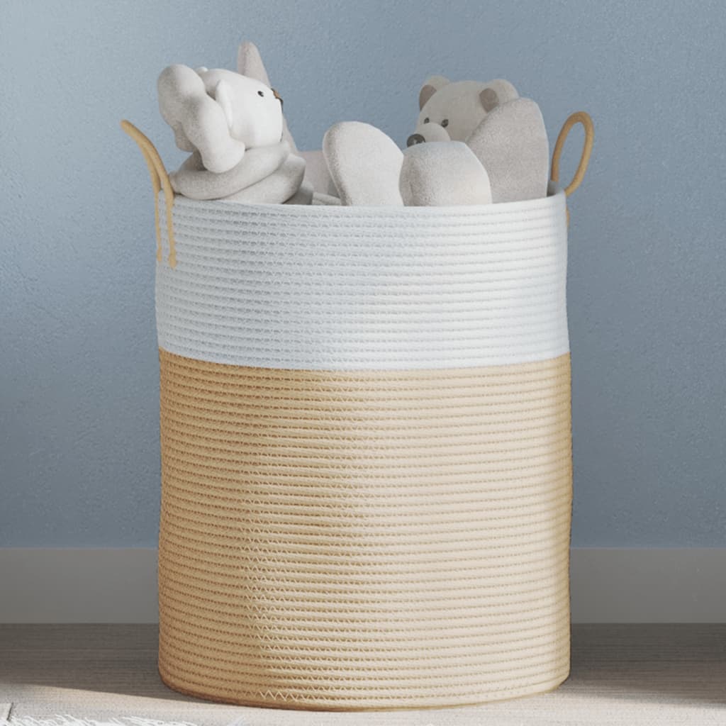 Vidaxx panier de rangement ø 38x46 cm coton beige et blanc