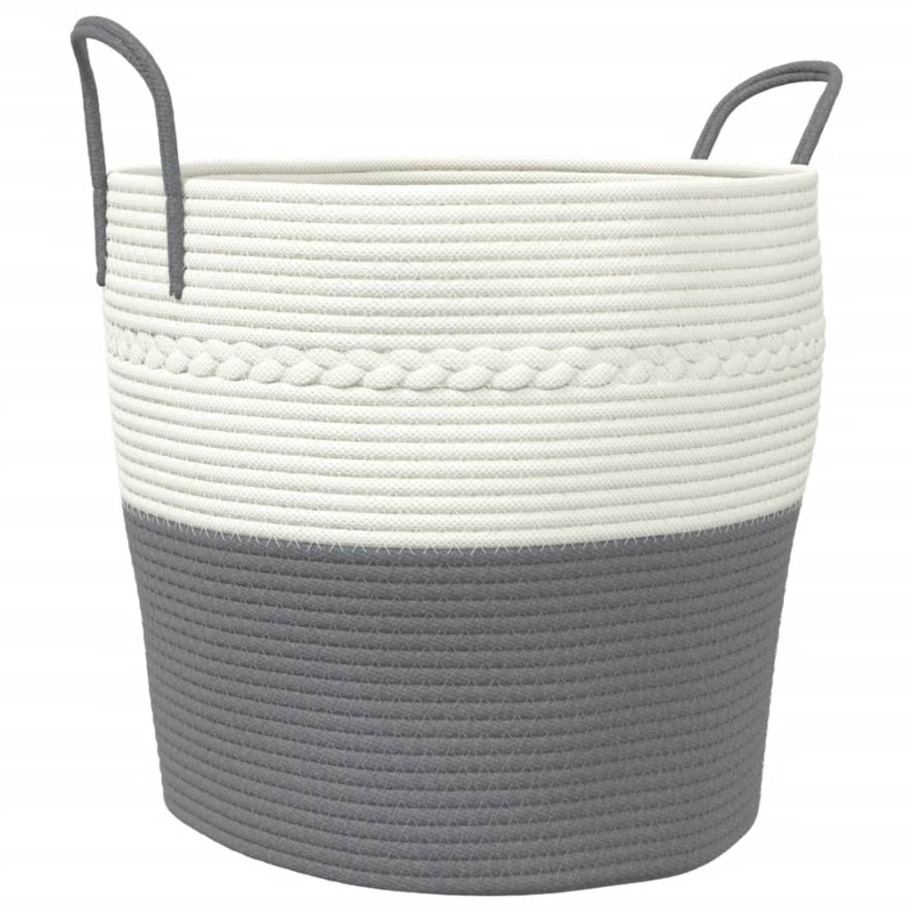 Vidaxx panier de rangement ø 43x38 cm coton gris et blanc