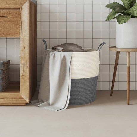 Vidaxx panier de rangement ø 43x38 cm coton gris et blanc