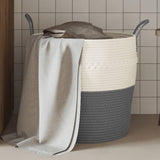 Vidaxx panier de rangement ø 43x38 cm coton gris et blanc