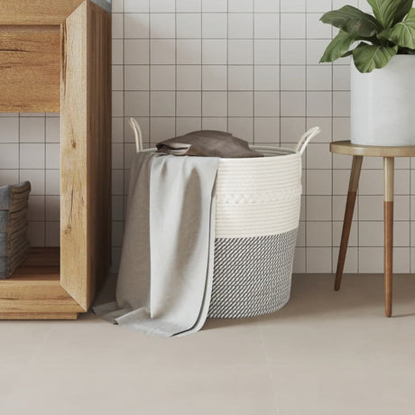 Vidaxx panier de rangement ø 43x38 cm coton gris et blanc