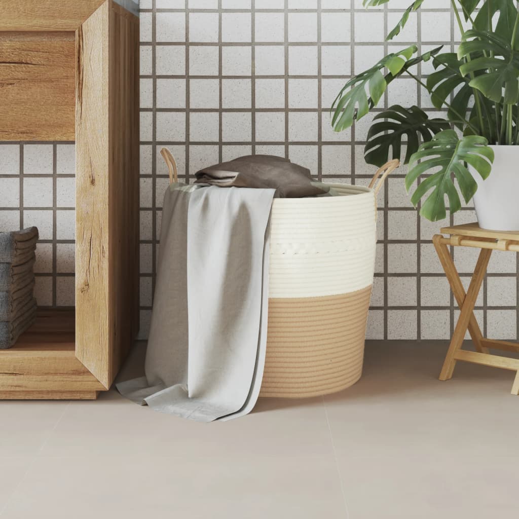 Vidaxx panier de rangement ø 43x38 cm coton beige et blanc