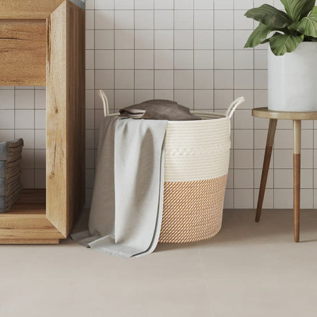 Vidaxx panier de rangement ø 43x38 cm coton marron et blanc