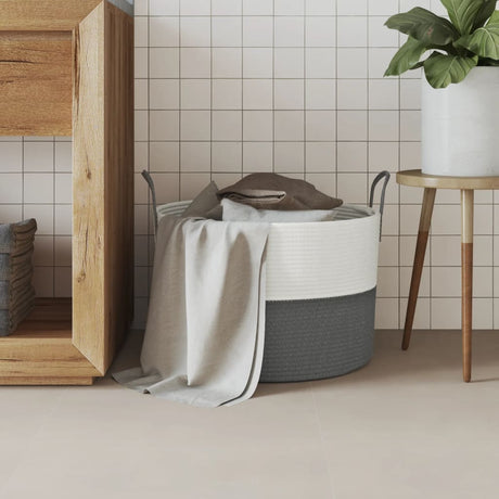 Vidaxx panier de rangement ø 51x33 cm coton gris et blanc