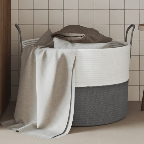 Vidaxx panier de rangement ø 51x33 cm coton gris et blanc