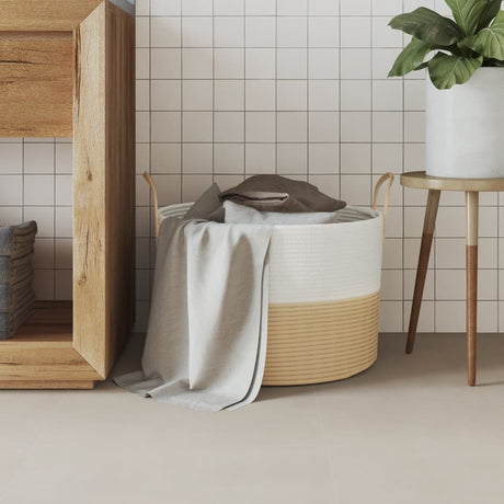 Vidaxx panier de rangement ø 51x33 cm coton beige et blanc