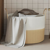 Vidaxx panier de rangement ø 51x33 cm coton beige et blanc