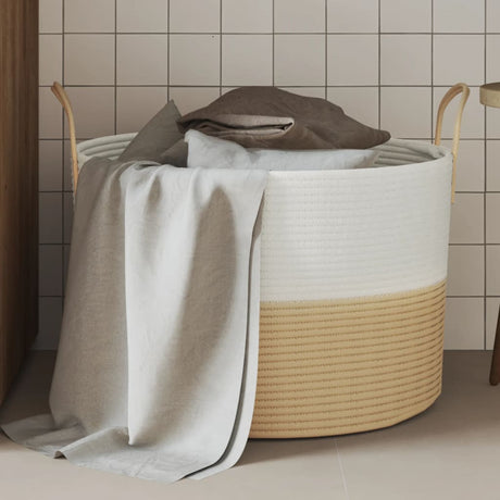 Vidaxx panier de rangement ø 51x33 cm coton beige et blanc