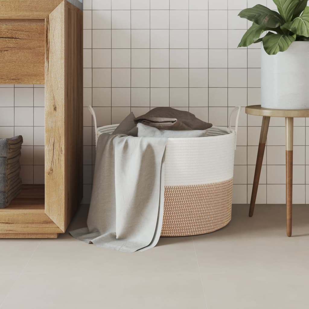 Vidaxx panier de rangement ø 51x33 cm coton marron et blanc