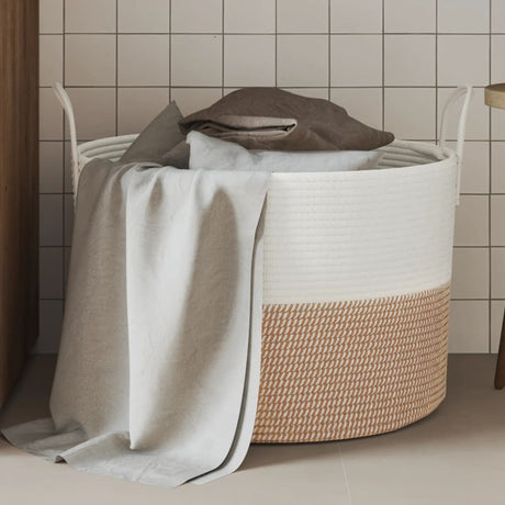 Vidaxx panier de rangement ø 51x33 cm coton marron et blanc