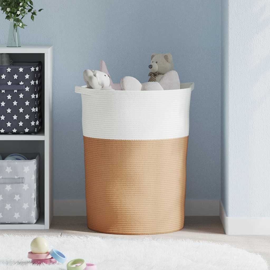 Vidaxx panier de rangement ø 49x65 cm coton marron et blanc