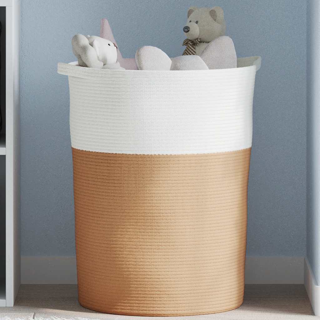 Vidaxx panier de rangement ø 49x65 cm coton marron et blanc