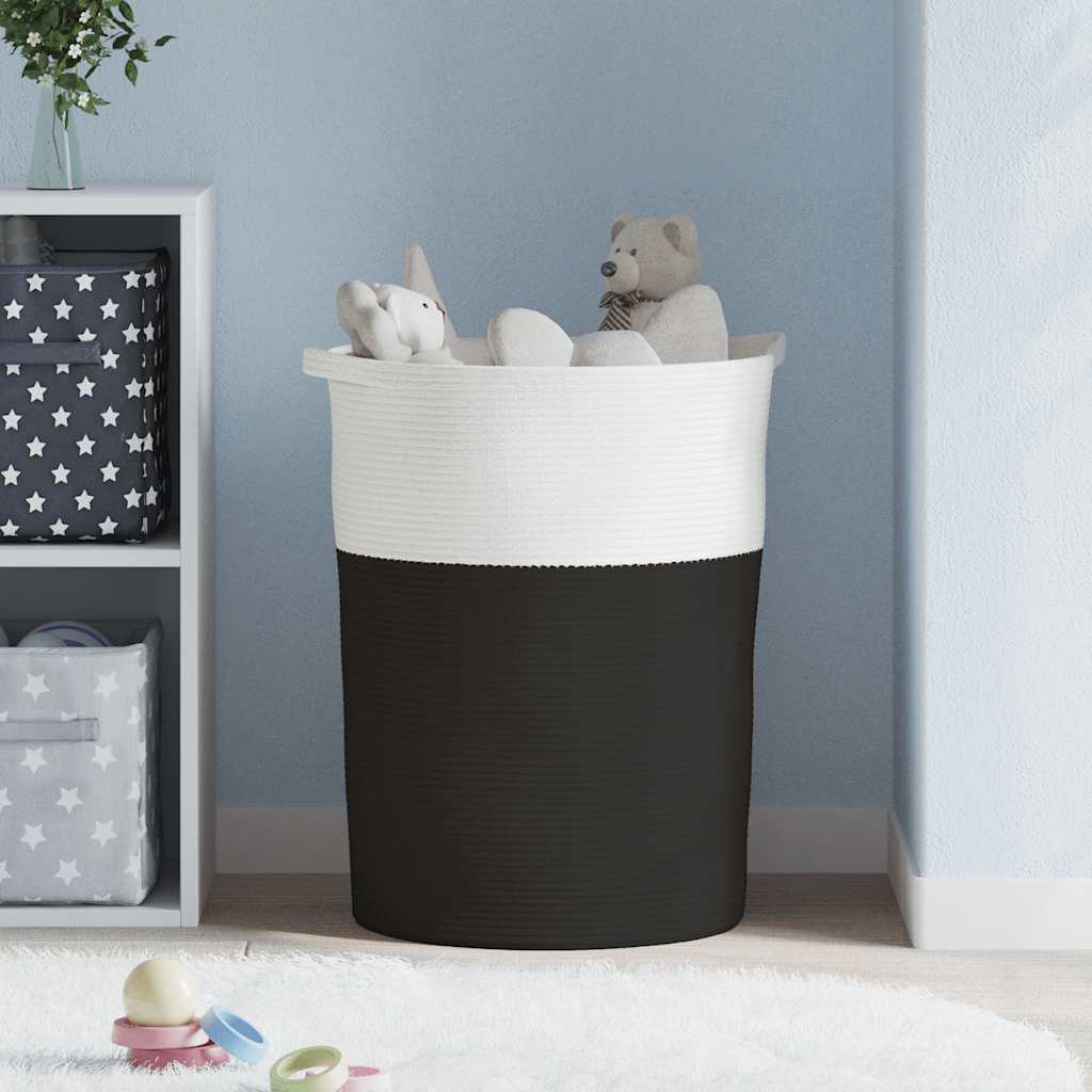 Vidaxx panier de rangement ø 49x65 cm coton noir et blanc