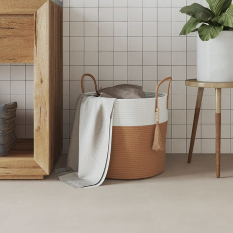 Vidaxx panier de rangement ø 40x35 cm coton marron et blanc
