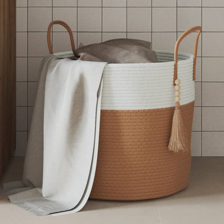 Vidaxx panier de rangement ø 40x35 cm coton marron et blanc