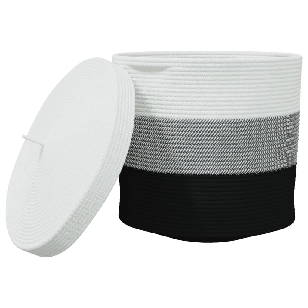 Vidaxx panier de rangement avec couvercle ø 40x35 cm coton blanc et noir