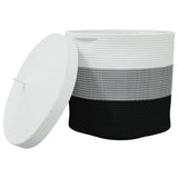 Vidaxx panier de rangement avec couvercle ø 40x35 cm coton blanc et noir