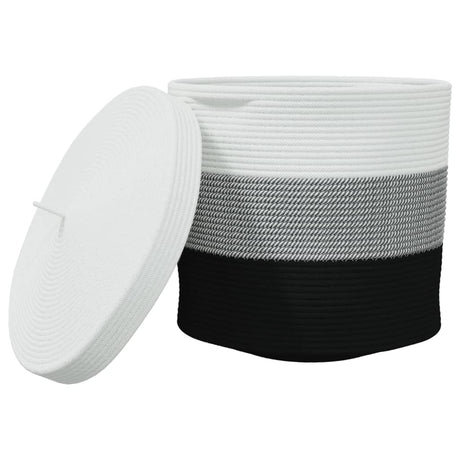 Vidaxx panier de rangement avec couvercle ø 40x35 cm coton blanc et noir