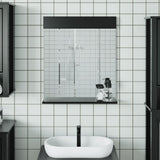 Vidaxl badkamerspiegel met schap berg 60x12x70 cm massief hout zwart