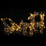 VidaXL décoration de Noël renne et traîneau 160 LED rotin blanc chaud