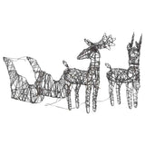 VidaXL décoration de Noël renne et traîneau 160 LED rotin blanc chaud