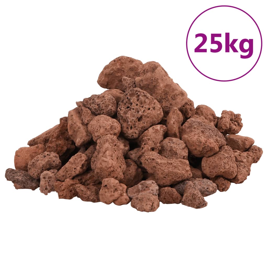 Vidaxl Lava Stones 25 kg 1-2 cm rød