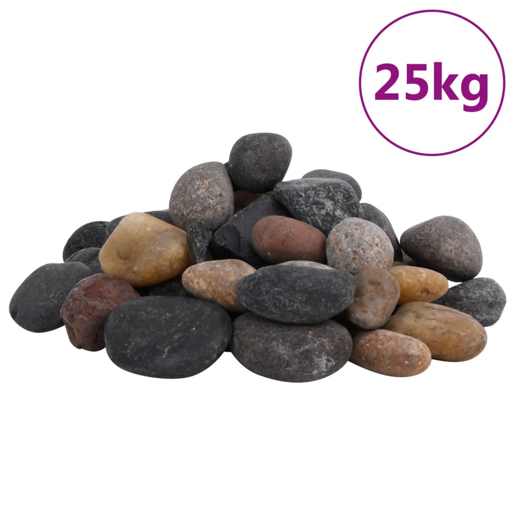 Vidaxl galets polis 5-8 cm 25 kg multicolores