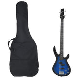 Vidaxxl guitare basse électrique pour débutants avec sac 4 4 46 bleu noir