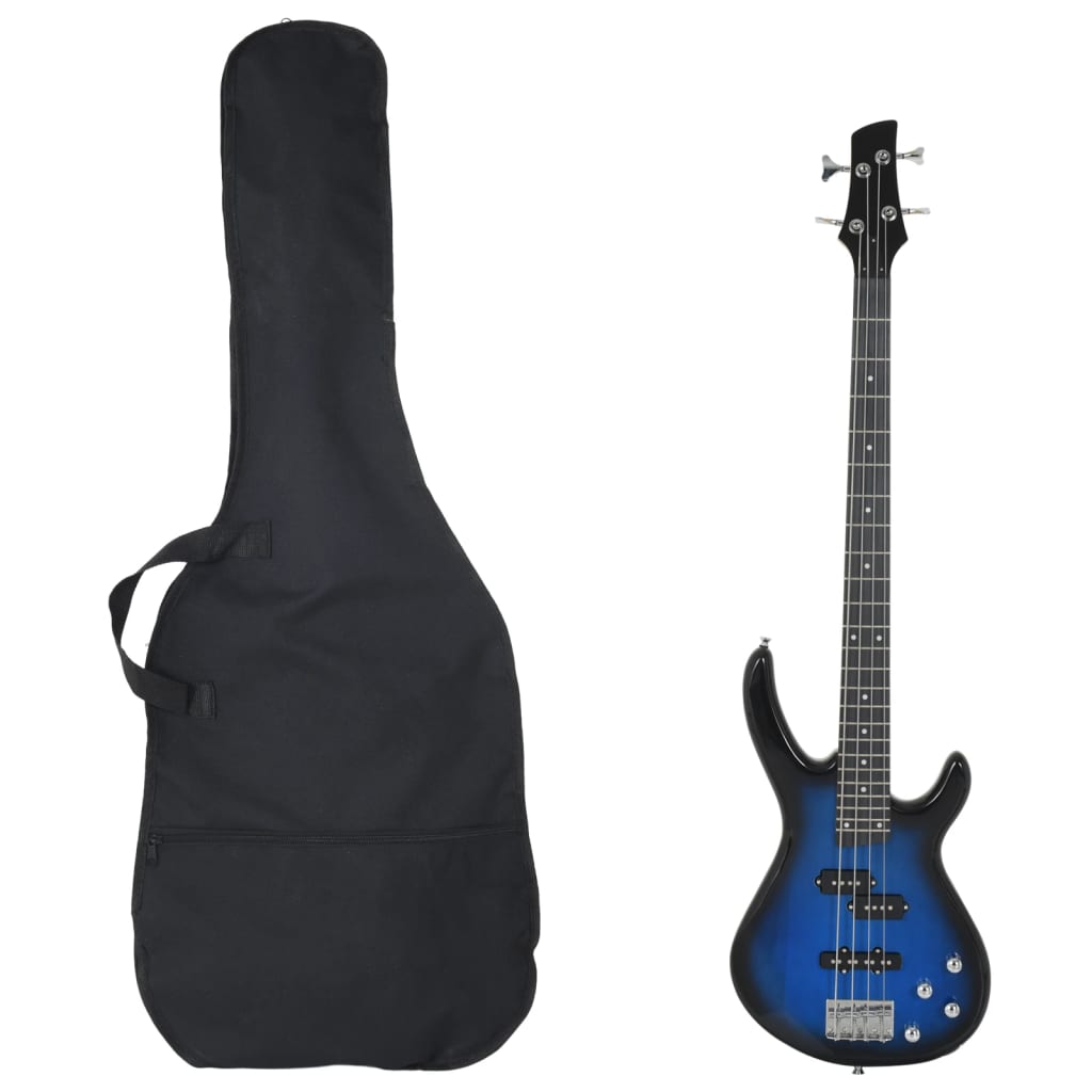 Guitare de basse Vidaxl pour les débutants électriques avec sac 4 4 46 Bleu noir