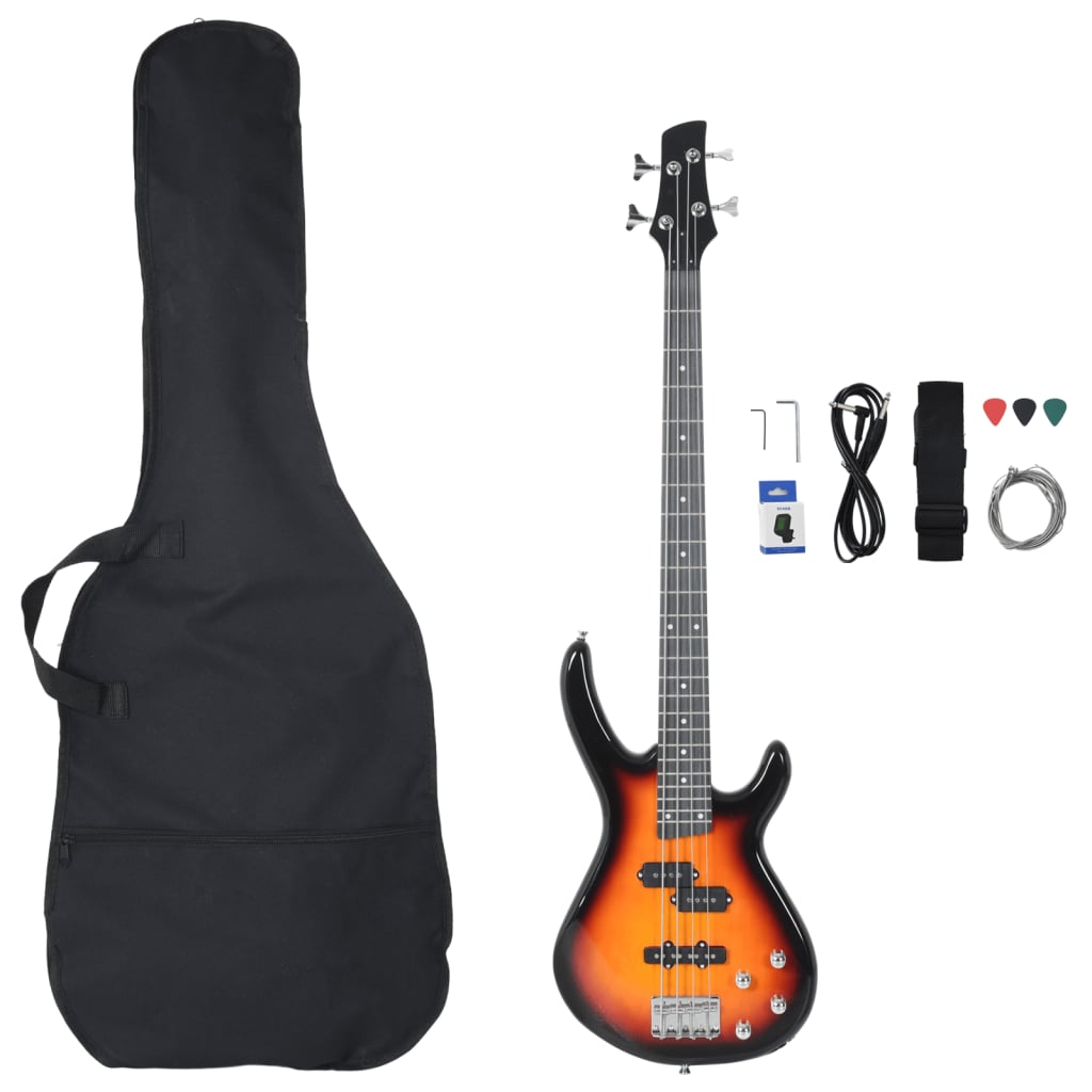 Vidaxl guitare basse électrique pour débutants avec sac 4 4 46 marron noir