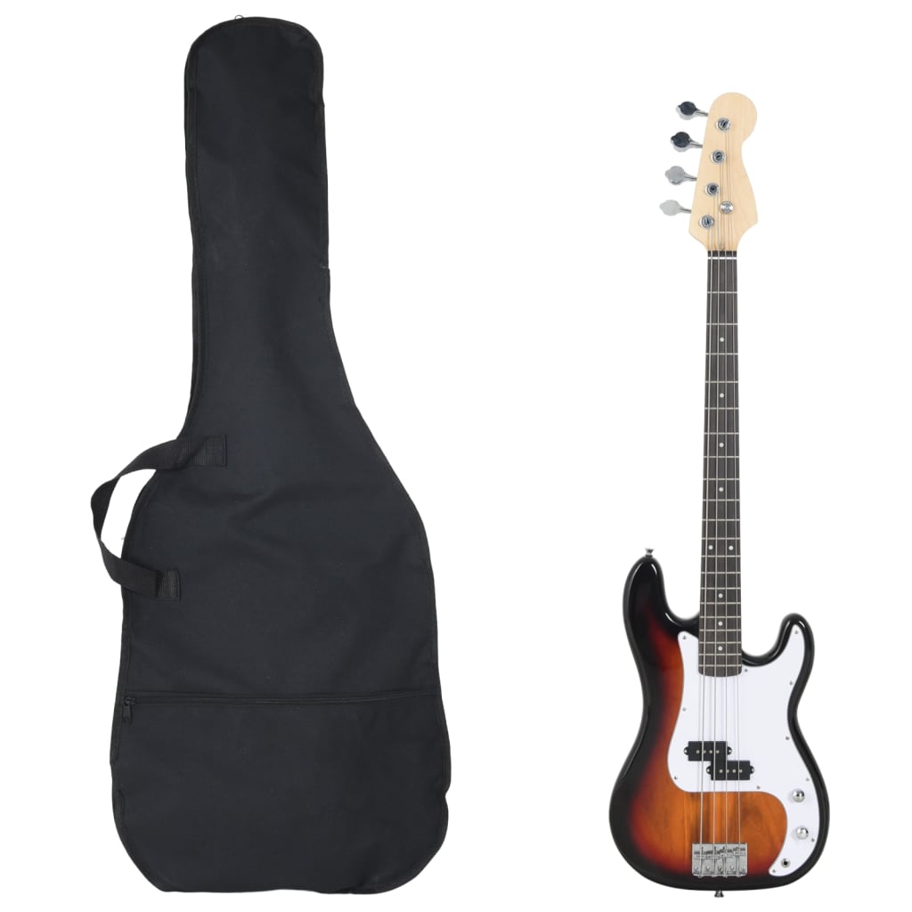 Guitare de basse Vidaxl pour les débutants électriques avec sac 4 4 46 Brown blanc