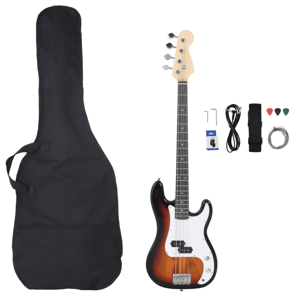 Vidaxl Bass guitar for beginners electric with bag 4 4 46 Brown White