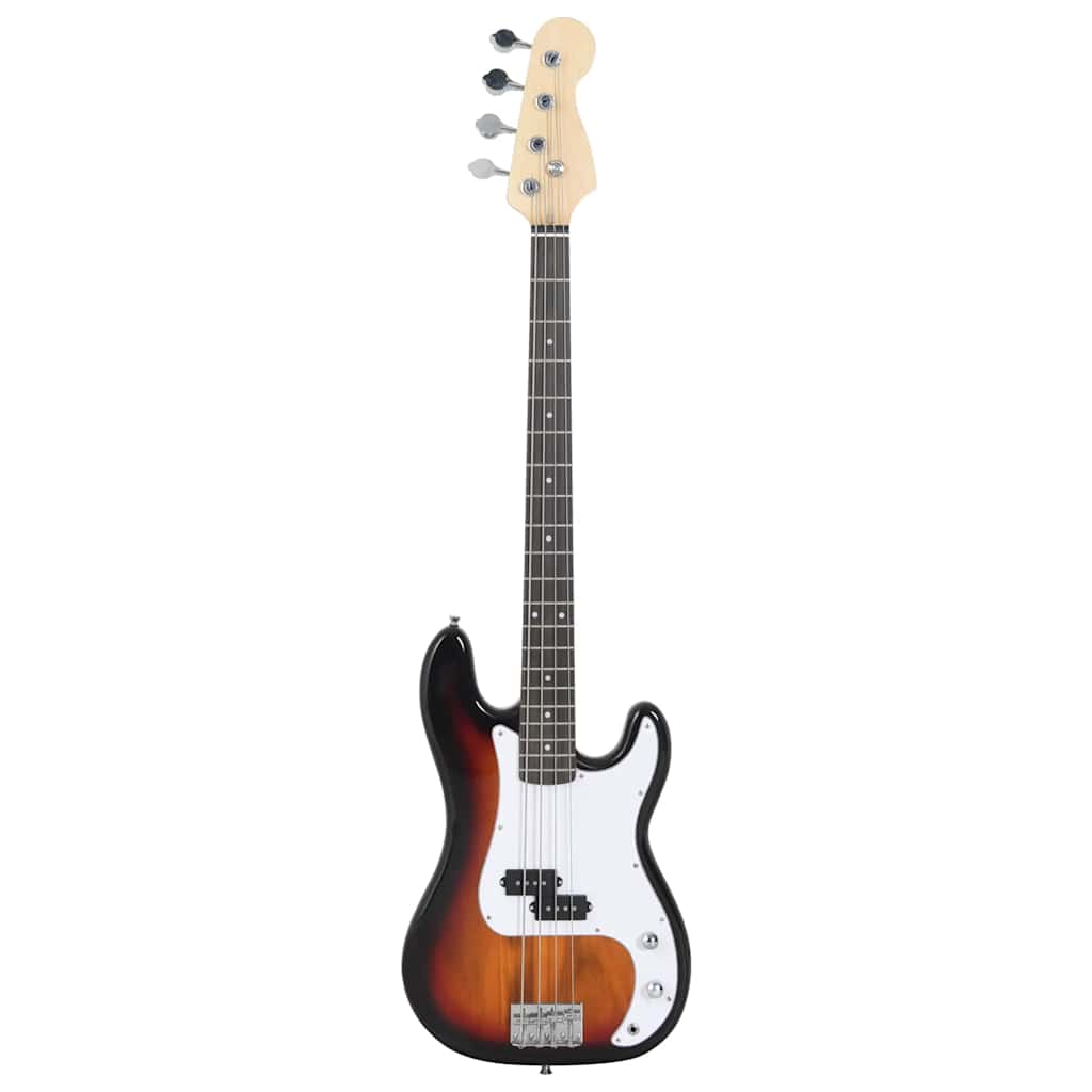 Vidaxxl guitare basse électrique débutant avec sac 4 4 46 marron blanc