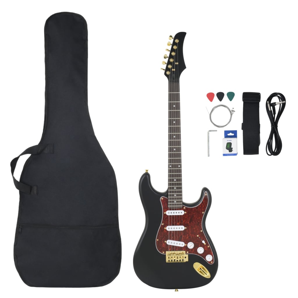 Vidaxl guitare électrique débutant avec sac 4 4 39 noir et or