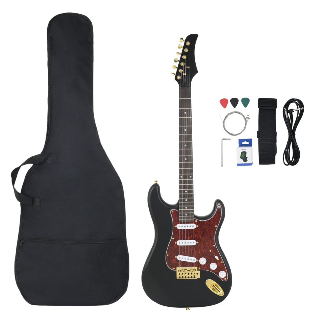 Vidaxl -gitarr för nybörjare Electric med Bag 4 4 39 Svart och guld