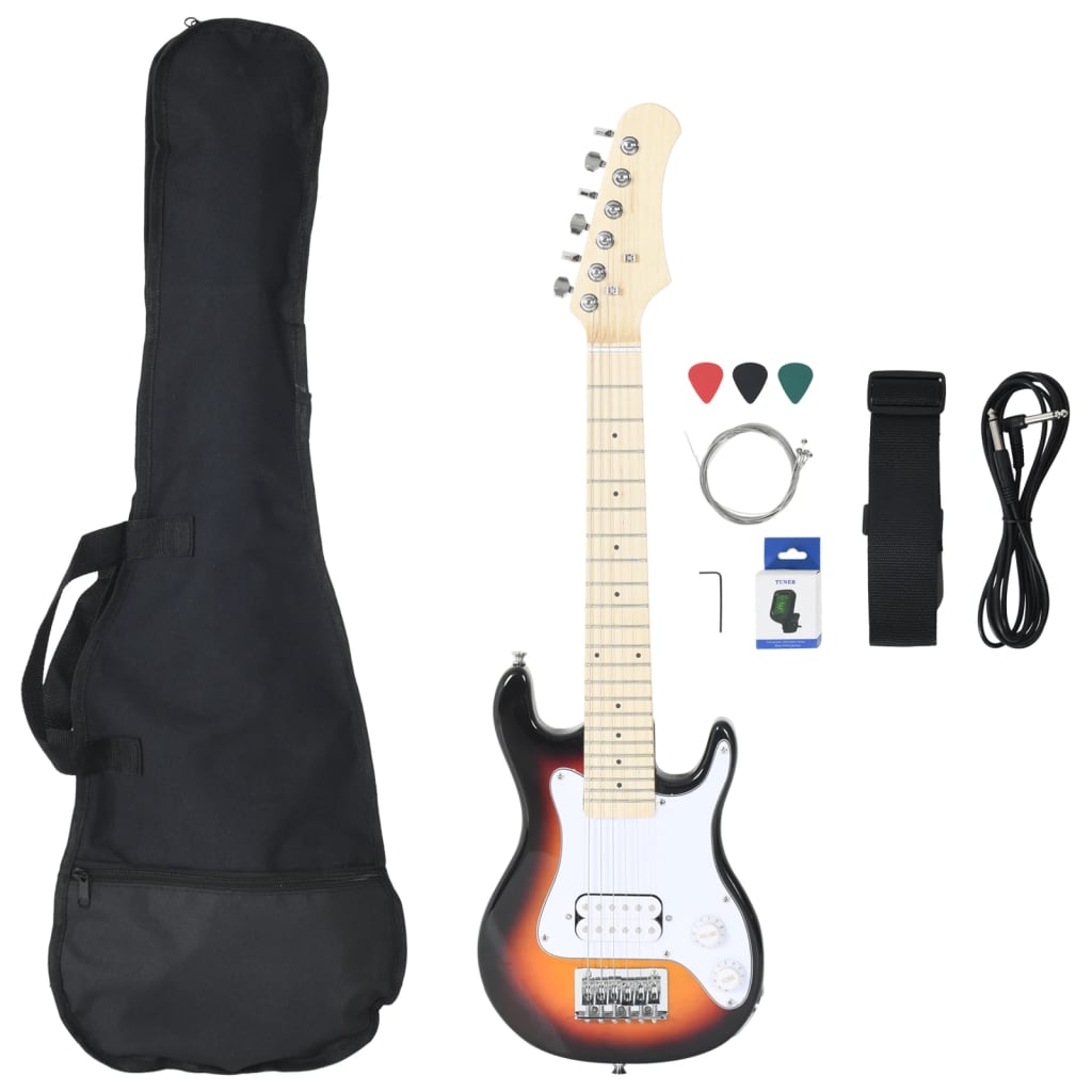 BIDAXL GUITAR FÖR BARN ELEKTRISKT MED TAS 3 4 30 BROWN OCH VIT