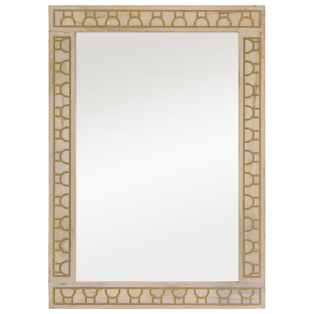 Miroir de salle de bain Vidaxl 50x70x2,5 cm en bois et verre massif massif