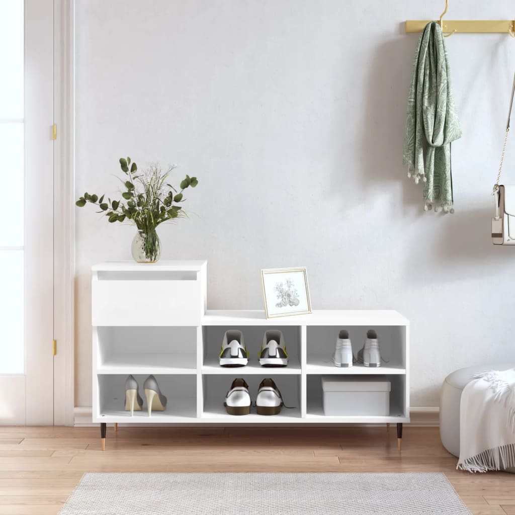 Vidaxl Cabinet da scarpe 102x36x60 cm Bianco in legno