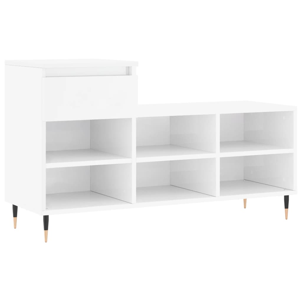 VidaXL Shoe cabinet 102x36x60 cm Processed Wood High Gloss White