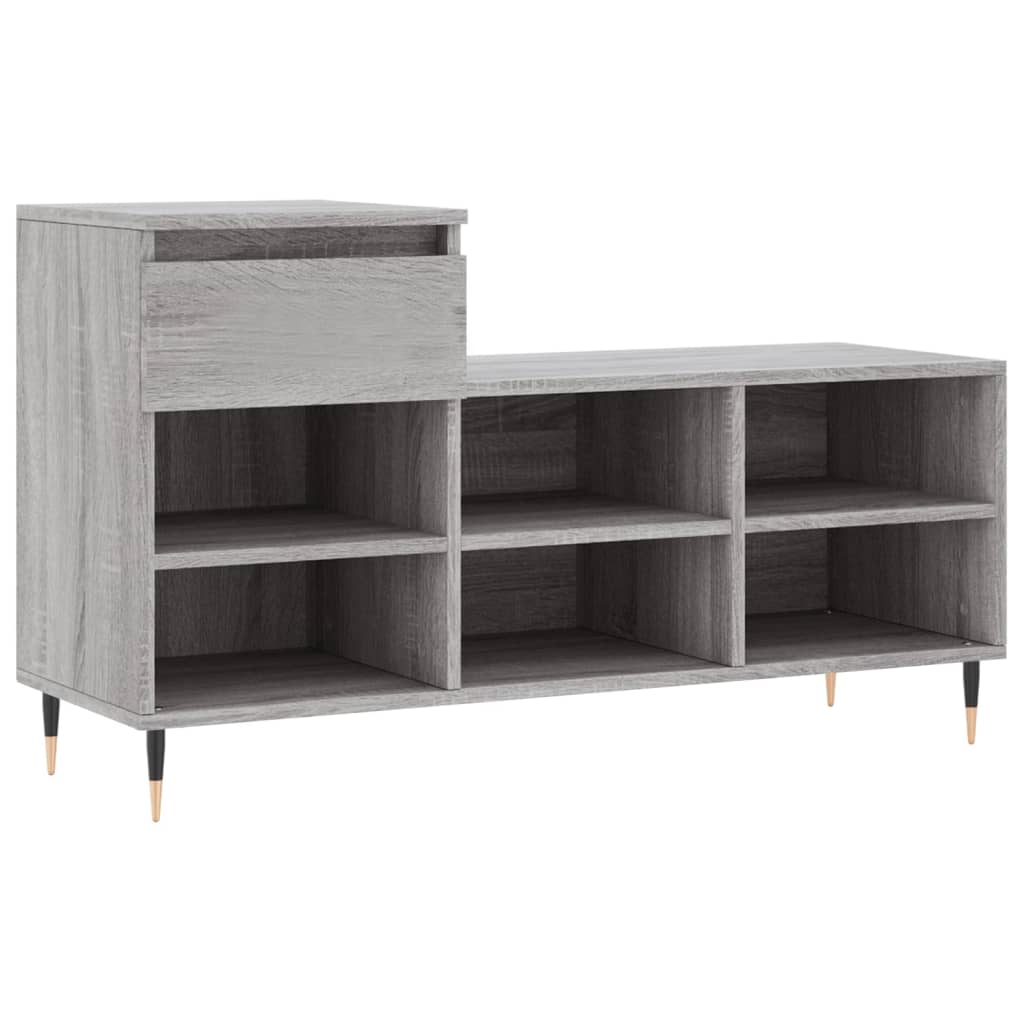 Gabinete de zapatos Vidaxl 102x36x60 cm de madera propiedad Sonoma gris