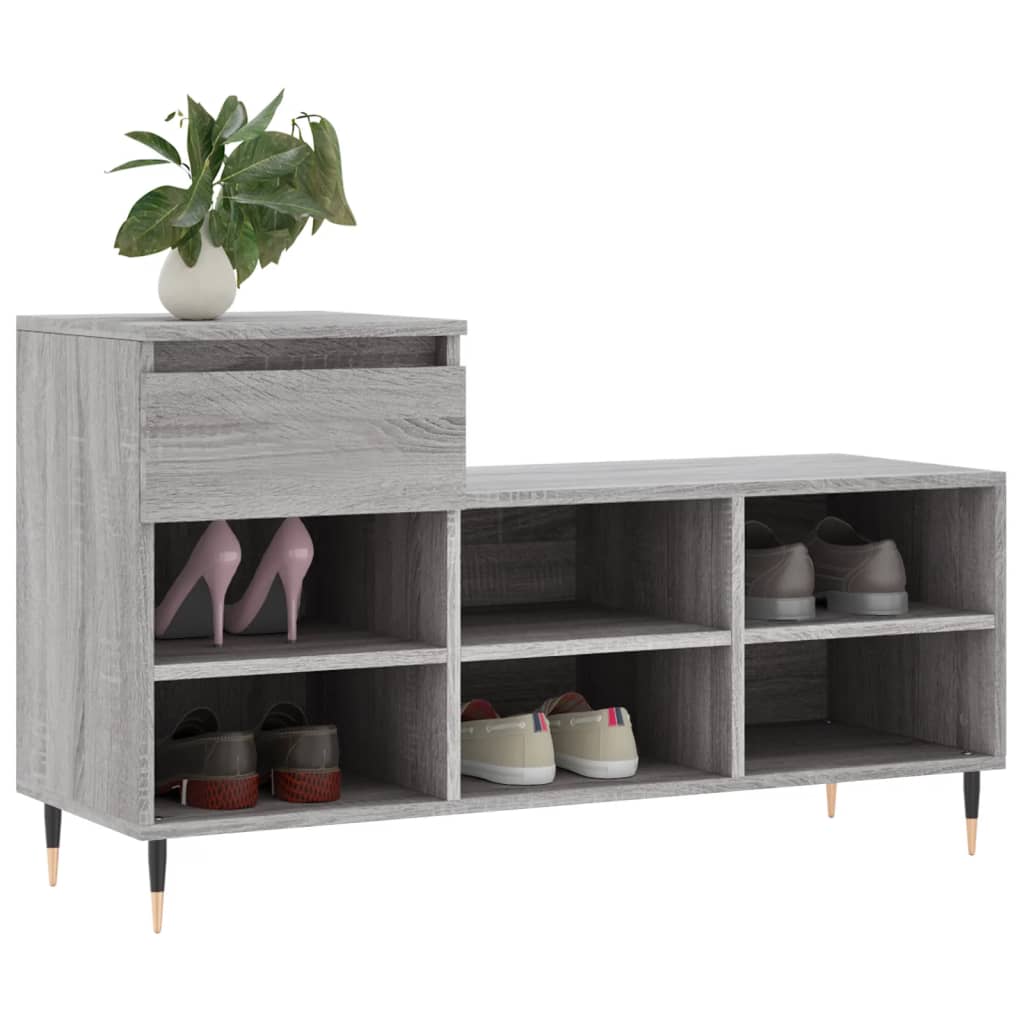 Gabinete de zapatos Vidaxl 102x36x60 cm de madera propiedad Sonoma gris