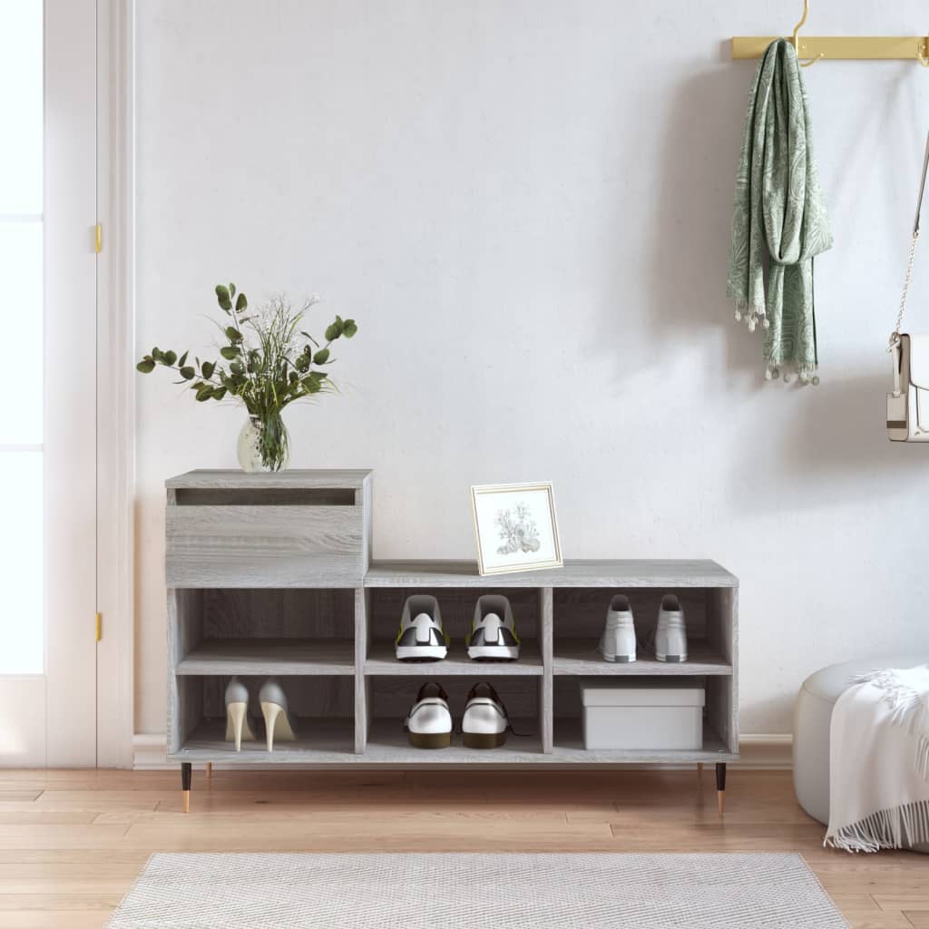 VidaXL armoire à chaussures 102x36x60 cm bois d'ingénierie gris sonoma