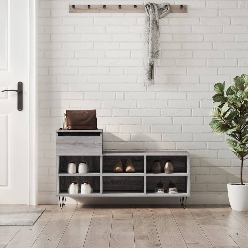 VidaXL armoire à chaussures 102x36x60 cm bois d'ingénierie gris sonoma