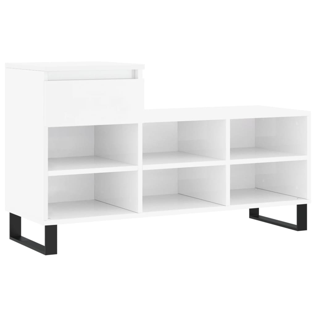 Vidaxl Shoe Cabinet 102x36x60 cm Forarbejdet træ Højglans hvid