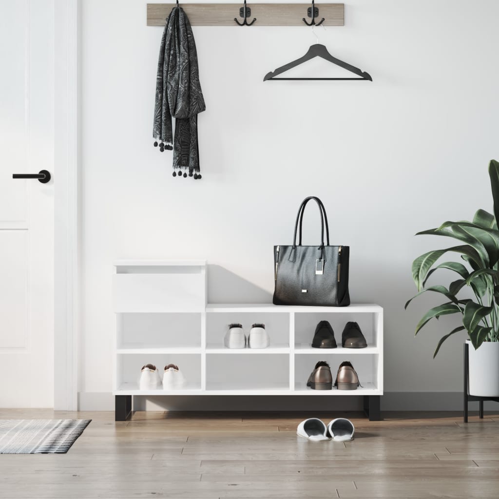Vidaxx armoire à chaussures 102x36x60 cm bois fini blanc brillant