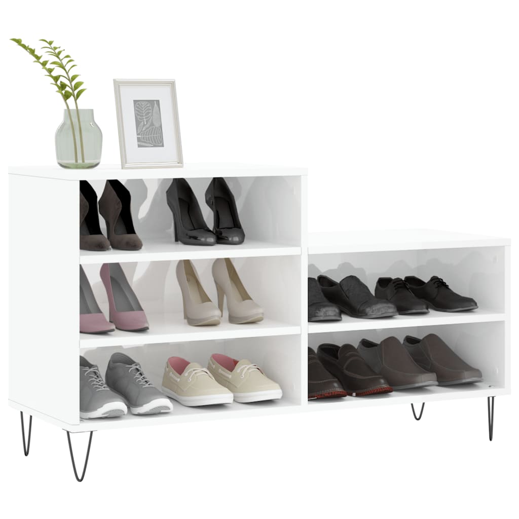 Vidaxl Shoe Cabinet 102x36x60 cm Forarbejdet træ Højglans hvid