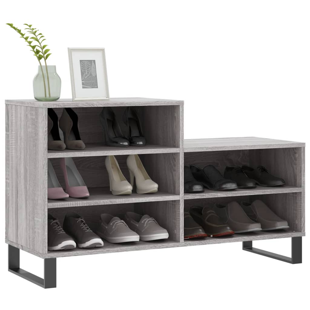 VidaXL armoire à chaussures 102x36x60 cm bois d'ingénierie gris sonoma