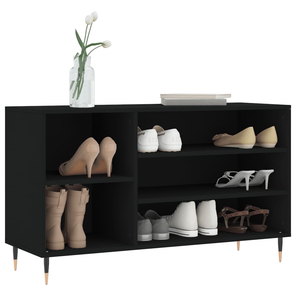 Gabinete de zapatos Vidaxl 102x36x60 cm de madera propiedad de negro